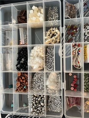 Clear Jewelry Bead Organizer Box in White - Versatile Compartment Storage